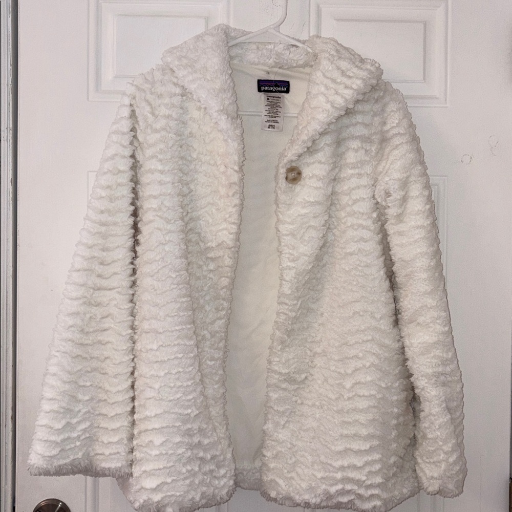 Patagonia Girls Pelage Jacket Birch White High Pile Fleece Teddy Cozy XL 14 - Picture 2 of 7